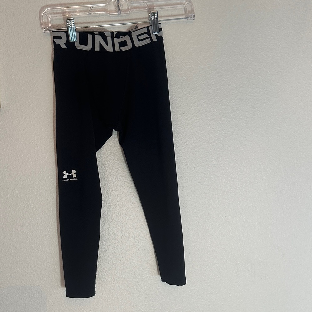 Under Armour Cologear Black Leggings with White Logo
